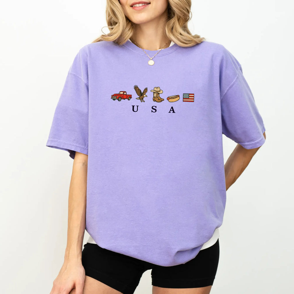 ChicCotton USA Icons Comfort Colors Shirt, American Flag T-shirt, 4th Of July Graphic Tee, Country Clothing, Western Outfits, Independence Day Shirt