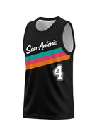 Men's Basketball Jersey Vintage Embroidered Casual Training T-Shirt, Sporty V-Neck Mesh Short Sleeve, All Seasons Loose Fit