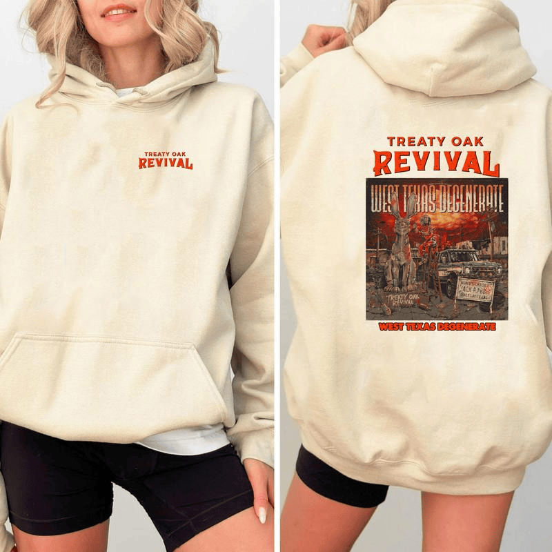 Neuerscheinung: Treaty Oak Revival West Texas Degenerate Hoodie – Country-Rock-Grafik-Hoodies, Western-Vintage-Cowboy-Musik-Sweatshirt, Retro-Band-Merchandise, perfektes Geschenk für Musikliebhaber 