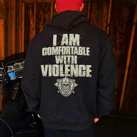 (Beidseitig bedruckt) T-Shirt, Sweatshirt, Hoodie „Ich habe kein Problem mit Gewalt“ 