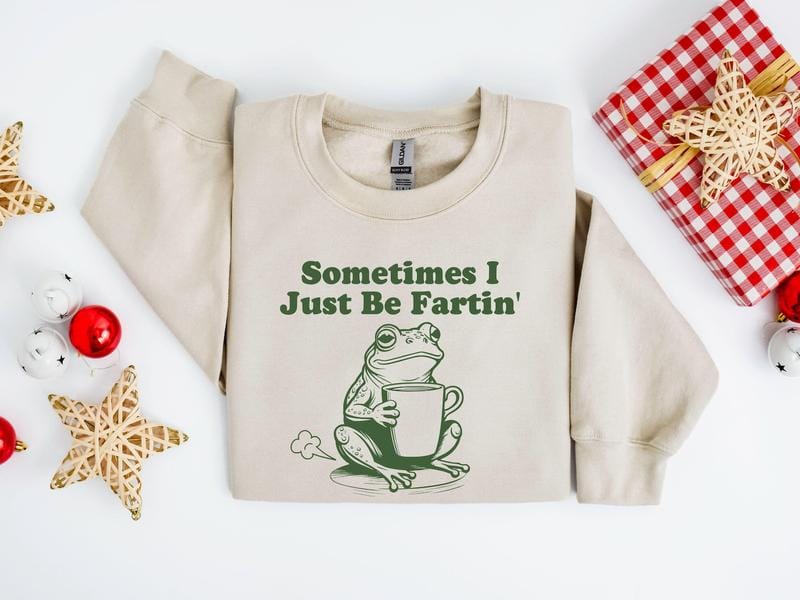 „Manchmal furze ich einfach nur“-Shirt, lustiges Frosch-Sweatshirt, verrücktes T-Shirt, Weirdcore-Outfits, Scherzartikel-Pullover, lustiger Meme-Hoodie, schräges T-Shirt 