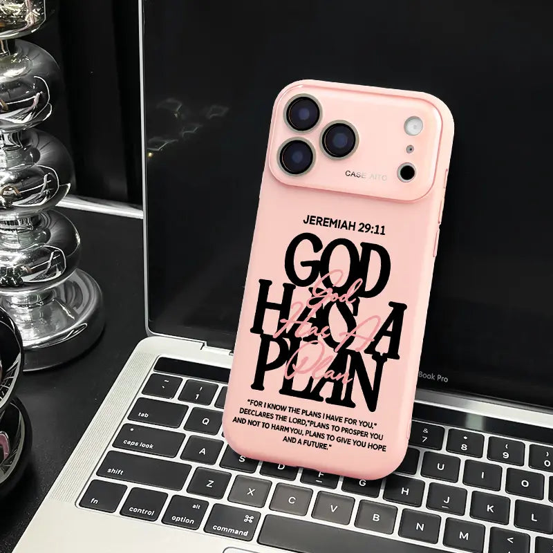 God Has A Plan Christian iPhone Case – Shockproof Faith-Based Bible Verse Protective Cover for iPhone 12-17 Series