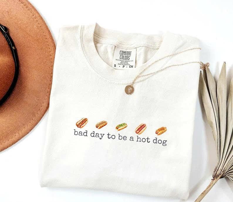 Hot Dog Shirt, Comfort Colors, Bad Day to Be a Hotdog, Funny Retro Hotdog, Women's 4th of July Shirt, Memorial Day Shirt, Labor Day Shirt