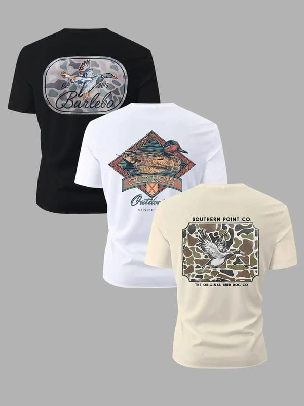 Trendy Round Neck Short Sleeve Three-Pack Fitted, Comfortable Breathable Design, Perfect for Summer Daily Wear, Sportswear Casual Fashion Essential