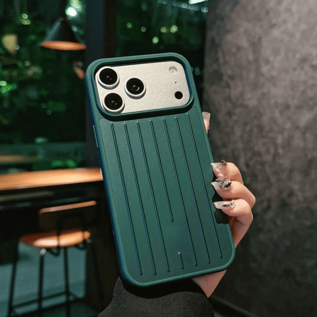 Aluminum Alloy Vertical Lines Phone Case – Premium Shockproof Protective Cover for iPhone 11–17 Series