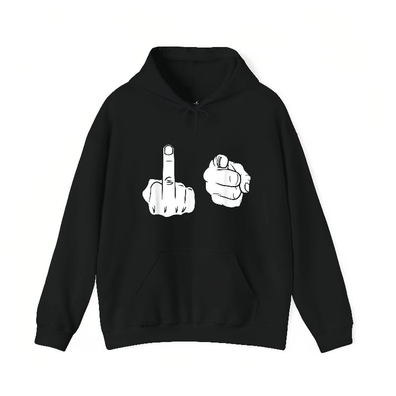 Funny Middle Finger Graphic T-Shirt - Novelty Pointing Gesture Tee Made in USA