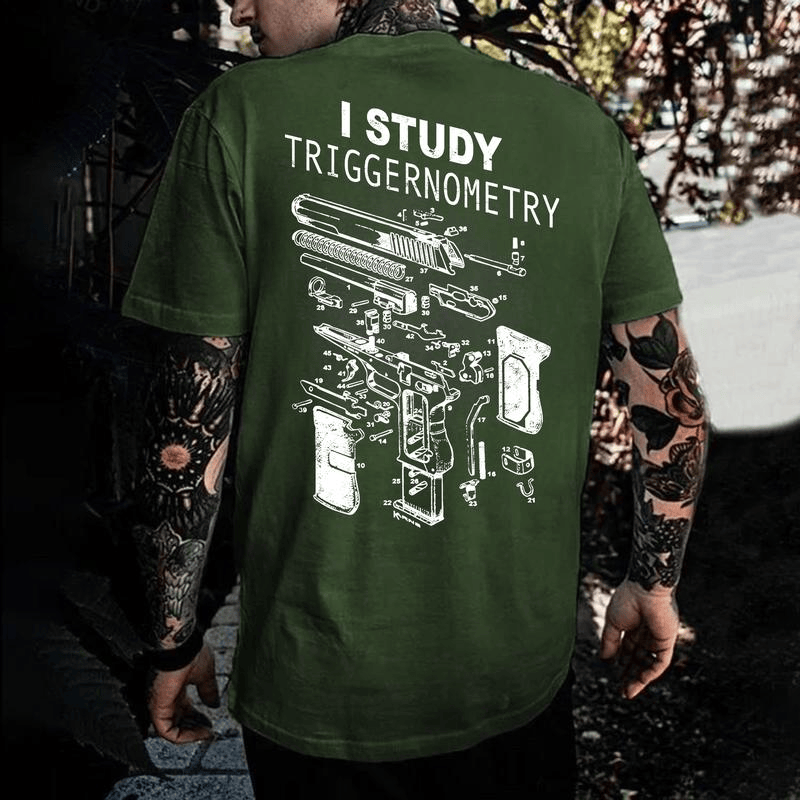 „Ich studiere Triggernometrie“-Shirt, lustiges T-Shirt für Waffenliebhaber, Pro-2A-Sweatshirt, taktischer Hoodie für Herren 