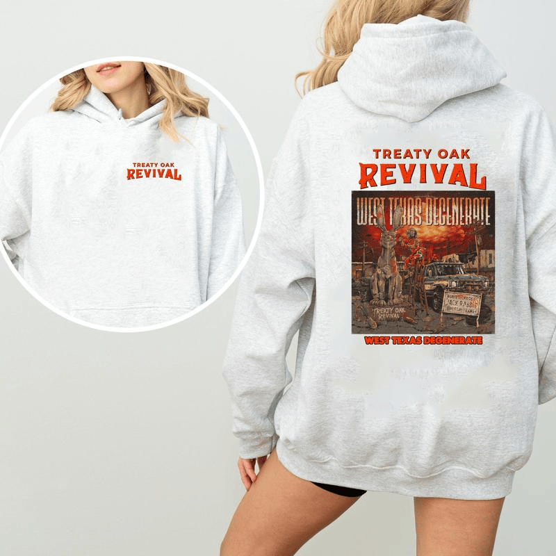 Neuerscheinung: Treaty Oak Revival West Texas Degenerate Hoodie – Country-Rock-Grafik-Hoodies, Western-Vintage-Cowboy-Musik-Sweatshirt, Retro-Band-Merchandise, perfektes Geschenk für Musikliebhaber 