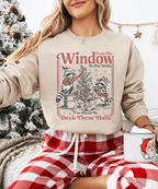 „Vom Fenster bis zur Wand“-Shirt, Lustiges Waschbär-Weihnachtsshirt, „Vom Fenster bis zur Wand“-Shirt 
