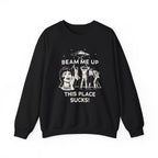 „Beam Me Up This Place Sucks“-Sweatshirt, Stranger-Sweatshirt, Retro-Zitat über Alien-UFO-Entführung 