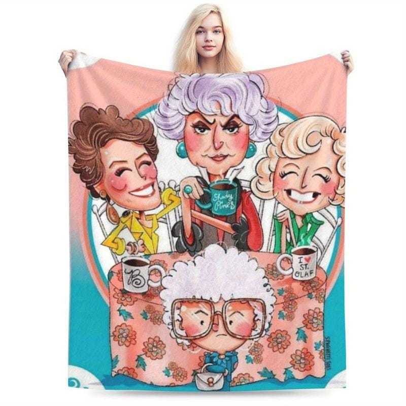 Golden Years Cartoon GG Decke – Warme Kuscheldecke für Wohnzimmer, Büro und Reisen – Vielseitige Geschenkdecke mit Cartoon-Print für alle Jahreszeiten – Halloween-Deko, Weihnachtsgeschenk, Geburtstagsgeschenk – Flanellmaterial – Besonderes Design