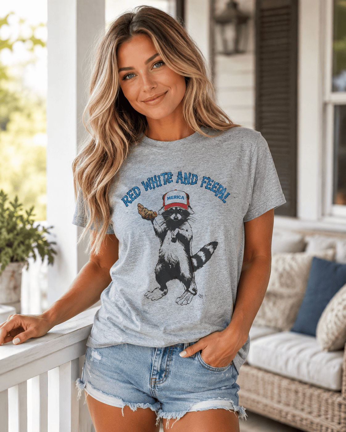 Feral Raccoon USA Graphic Tee | Funny Patriotic 4th of July Shirt