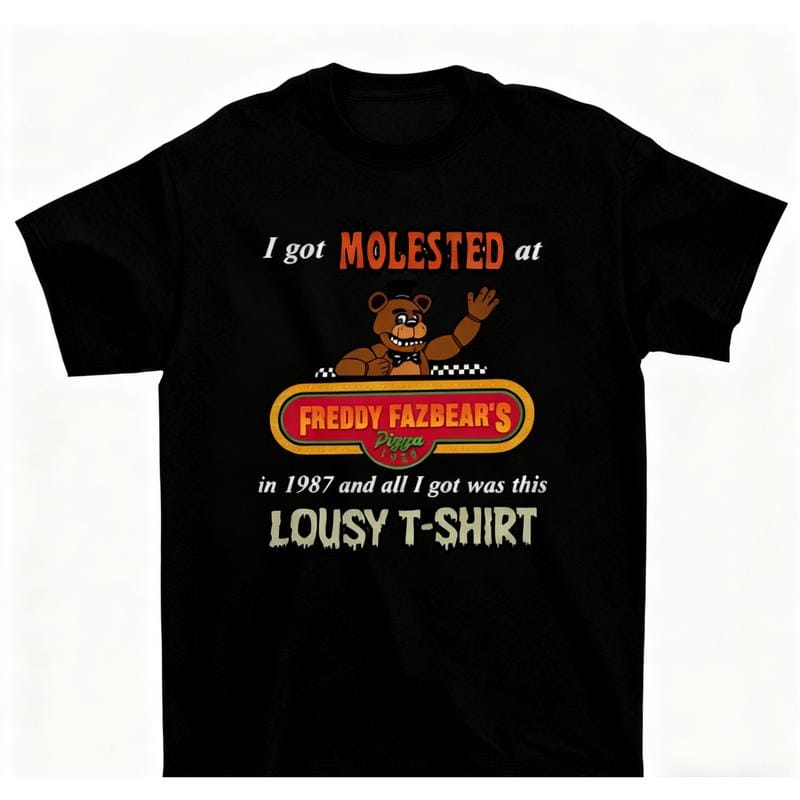Ich wurde 1987 bei Freddy Fazbear's sexuell belästigt und alles, was ich dafür bekam, war dieses miese Shirt mit schwarzem Humor. Y2K-Mode, Streetwear, bequemes, lässiges Top im Trend. 
