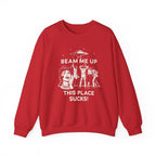 „Beam Me Up This Place Sucks“-Sweatshirt, Stranger-Sweatshirt, Retro-Zitat über Alien-UFO-Entführung 