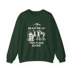 „Beam Me Up This Place Sucks“-Sweatshirt, Stranger-Sweatshirt, Retro-Zitat über Alien-UFO-Entführung 