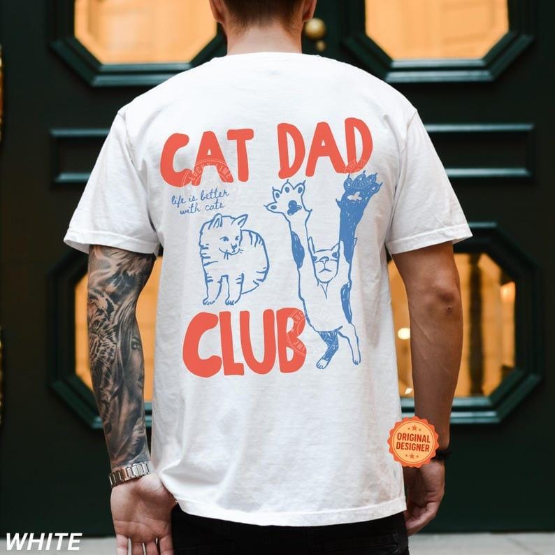 Katzenpapa-Shirt, Katzenpapa-T-Shirt, Comfort Colors Katzenpapa-Club-T-Shirt, Lustiges Katzen-Shirt mit Rückendesign, Katzenliebhaber-Shirt, Shirt für frischgebackene Katzenpapas, Haustierbesitzer 
