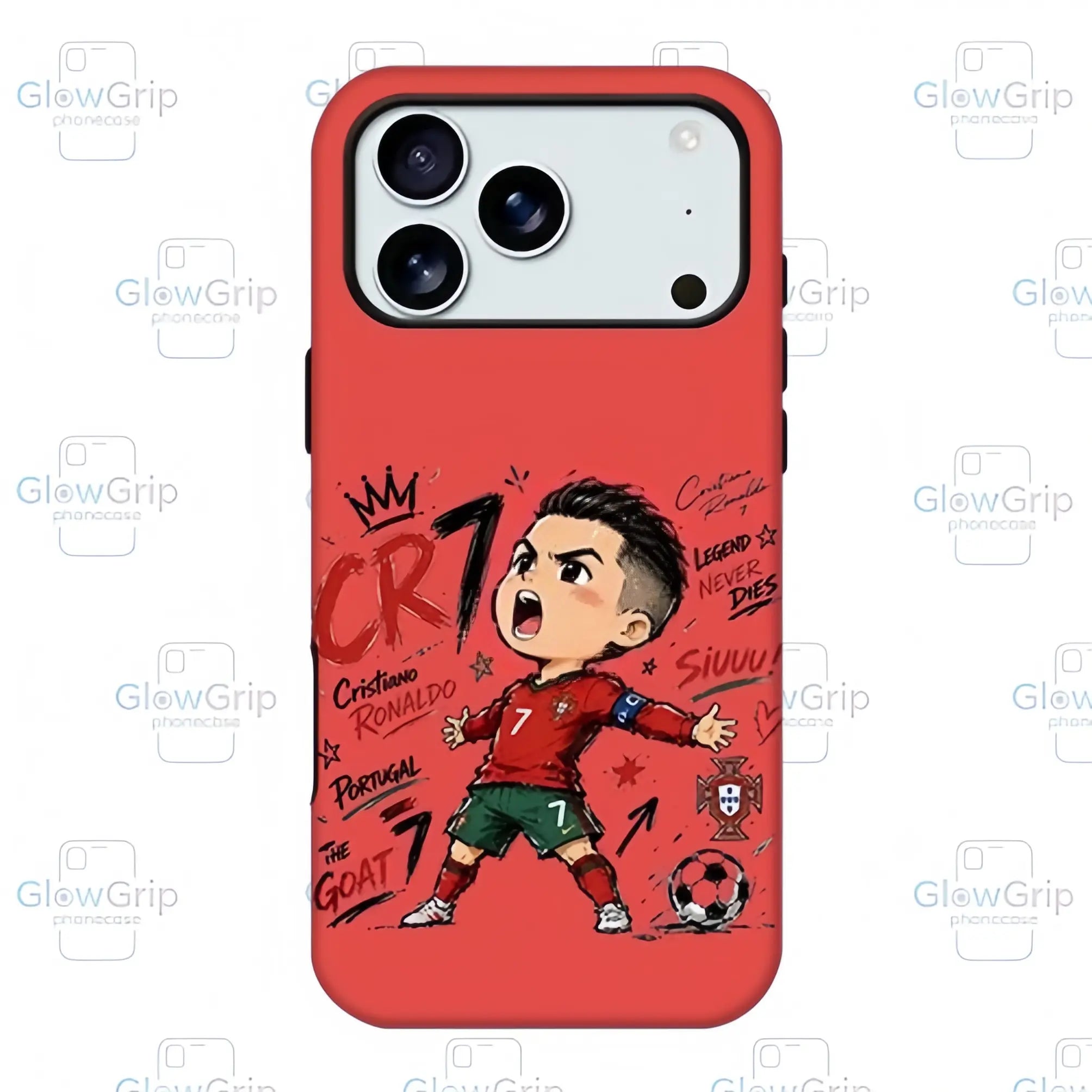 Cute Q-Version Cartoon Football Star MagSafe Case – Graffiti Soccer Athlete Cover for iPhone 17 Pro Max