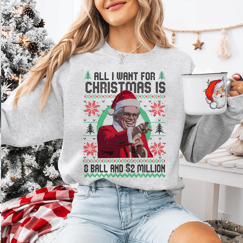 Baby Billy – Alles, was ich mir zu Weihnachten wünsche, ist eine 8-Ball-Kugel und 2 Millionen Dollar – Weihnachtspullover, lustiger Onkel Baby Billy – hässlicher Weihnachtspullover, The Righteous Gemstones – Weihnachten 