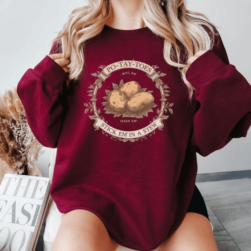 Herr der Ringe Kartoffel-Shirt, lustiges Hobbit-Zitat-T-Shirt, Geschenk für Tolkien-Filmfans, Vintage-Design, rustikales Design, gemütliches Unisex-T-Shirt 