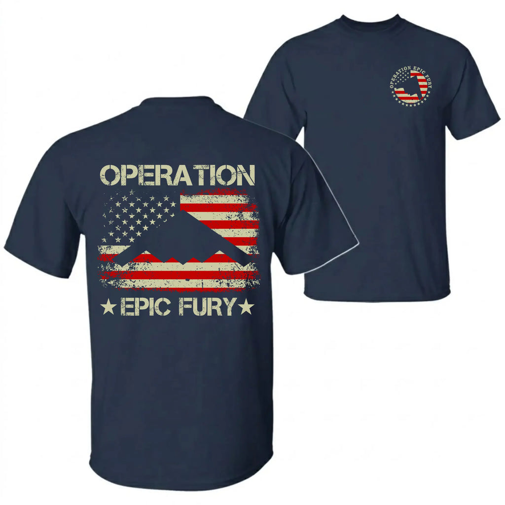 US Air Force B-2 Spirit Patriotic 2-Sided Cotton T-Shirt