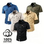 Single pack: summer outdoor casual short-sleeve work shirt with multiple pockets, lightweight design，fathersdaygift