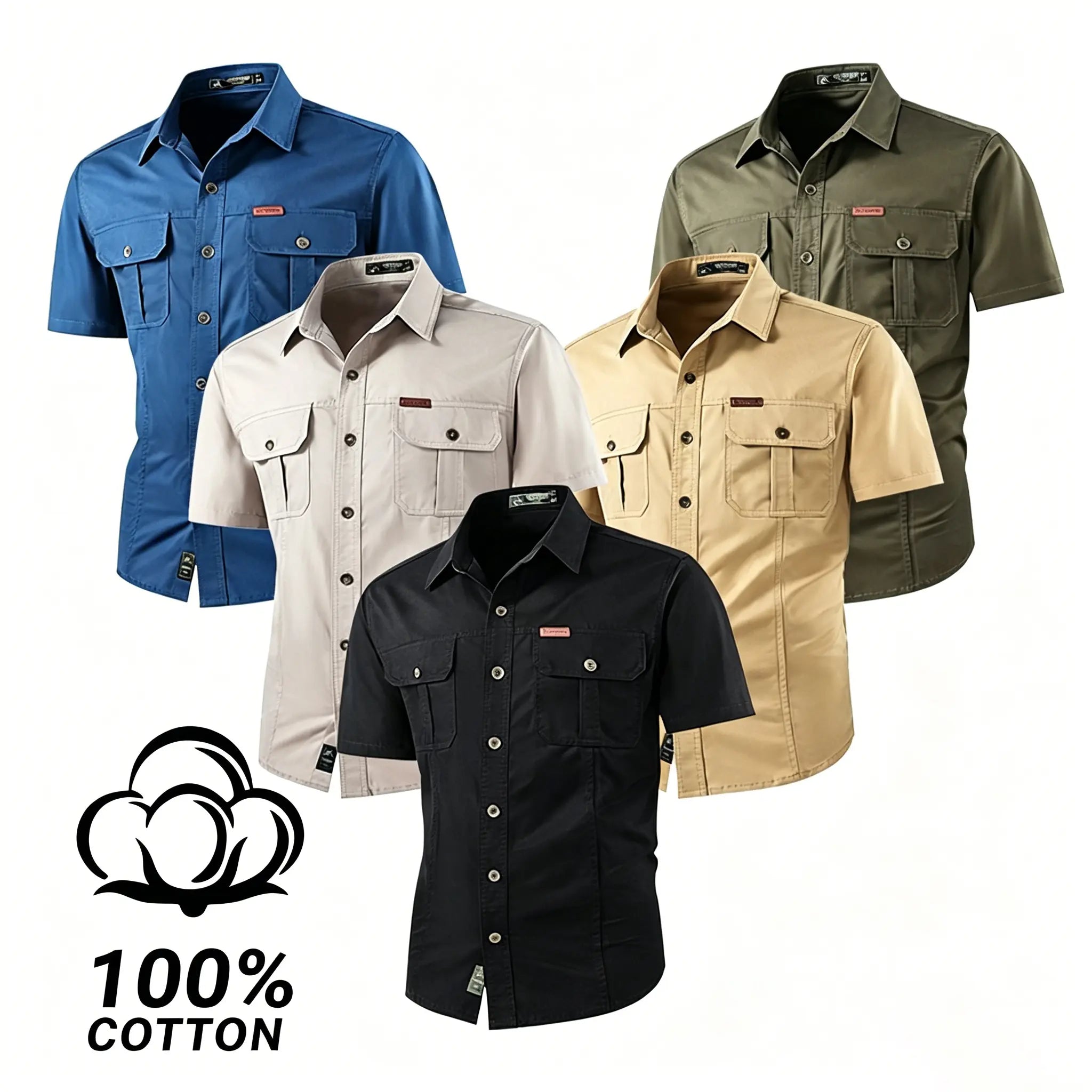 Single pack: summer outdoor casual short-sleeve work shirt with multiple pockets, lightweight design，fathersdaygift