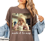 Comfort Colors Last Day of School Teacher Doll Face Meme Shirt, Funny End of Year Graphic Tee, “Made It to May” Summer Break T-Shirt for Teachers