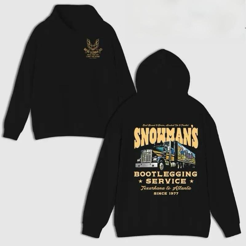 Hoodie mit dem Aufdruck „Snowman's Bootlegging Service“, Sweatshirt „Smokey and the Bandit“, lustiges T-Shirt für Filmfans 