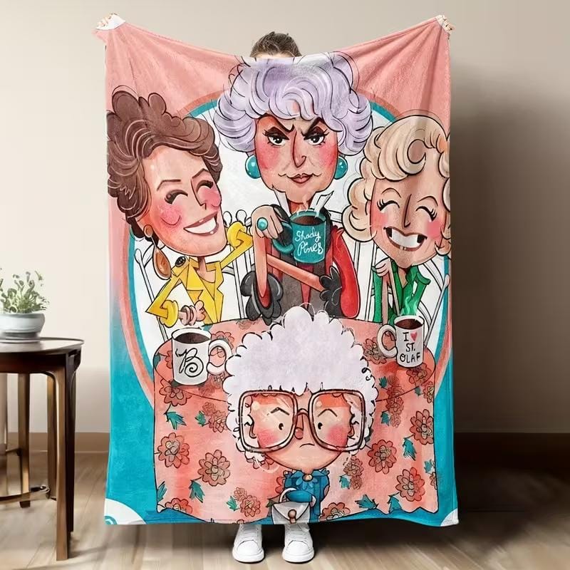 Golden Years Cartoon GG Decke – Warme Kuscheldecke für Wohnzimmer, Büro und Reisen – Vielseitige Geschenkdecke mit Cartoon-Print für alle Jahreszeiten – Halloween-Deko, Weihnachtsgeschenk, Geburtstagsgeschenk – Flanellmaterial – Besonderes Design