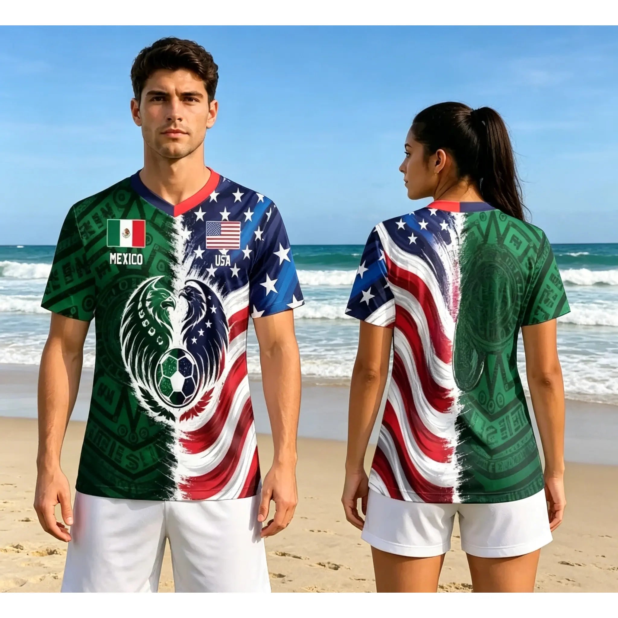 USA & Mexico Dual Heritage Split Soccer Jersey