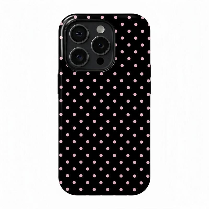 Pink polka dot iPhone case, pink, black