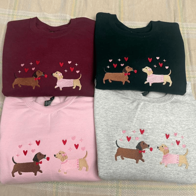 Dachshund Valentine’s Day sweatshirt embroidered sweatshirt