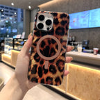 Leopard Cheetah Sparkle MagSafe Case – Glossy Shockproof Silicone Cover for iPhone 17 Pro Max