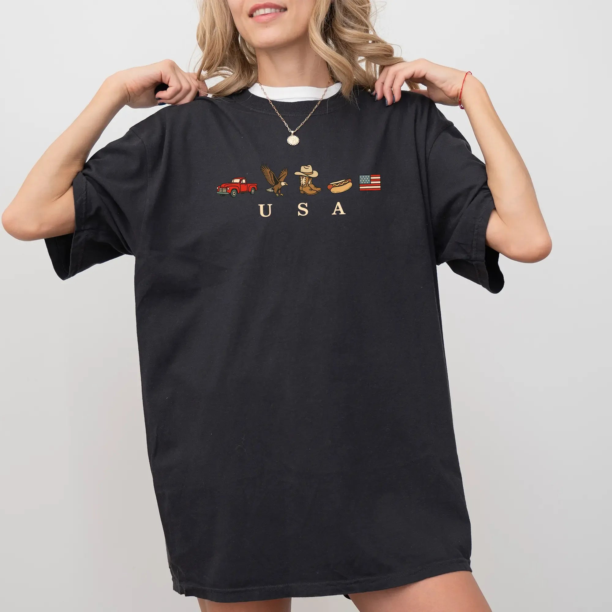ChicCotton USA Icons Comfort Colors Shirt, American Flag T-shirt, 4th Of July Graphic Tee, Country Clothing, Western Outfits, Independence Day Shirt