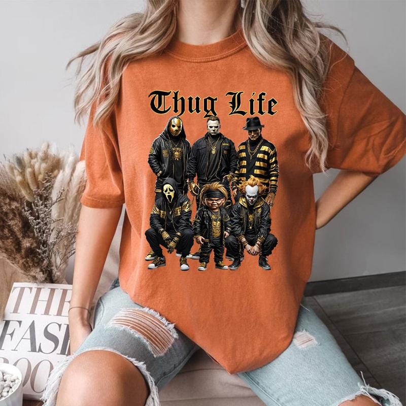 Halloween-Horrorfiguren-Thug-Life-Shirt 
