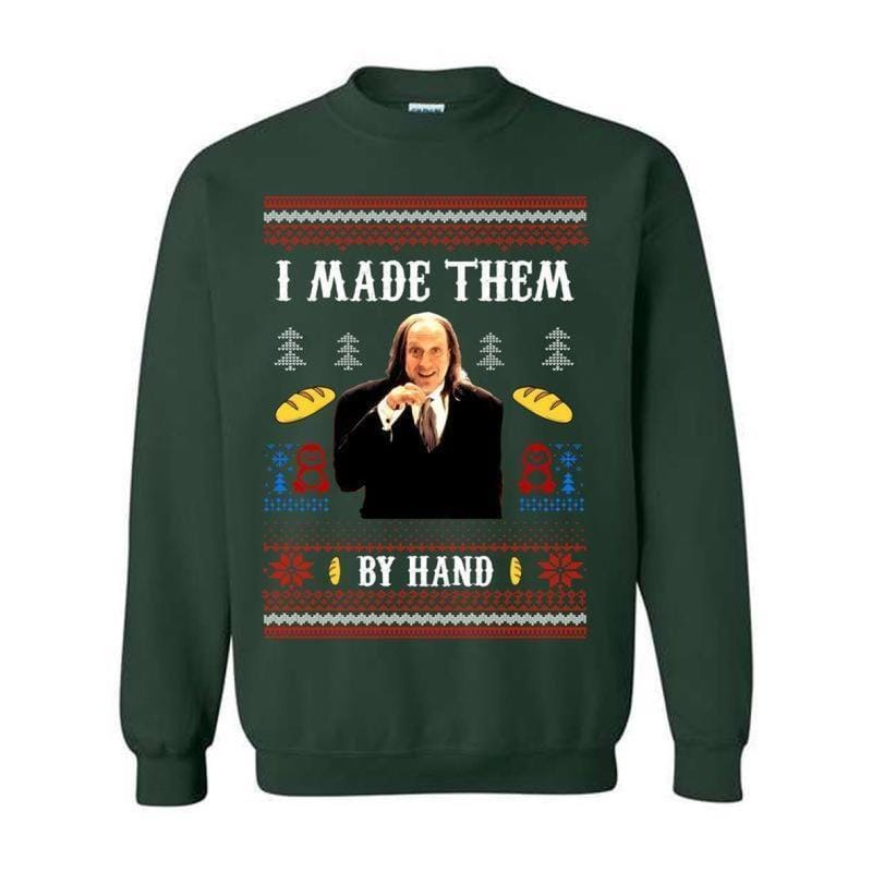 Ich habe sie von Hand gemacht – Hässliches Sweatshirt-Shirt mit Kapuze, Gruselfilm-Dinner von Hand gemacht – Meme-Shirt, Lustiges hässliches Shirt für Weihnachten, Für Männer und 