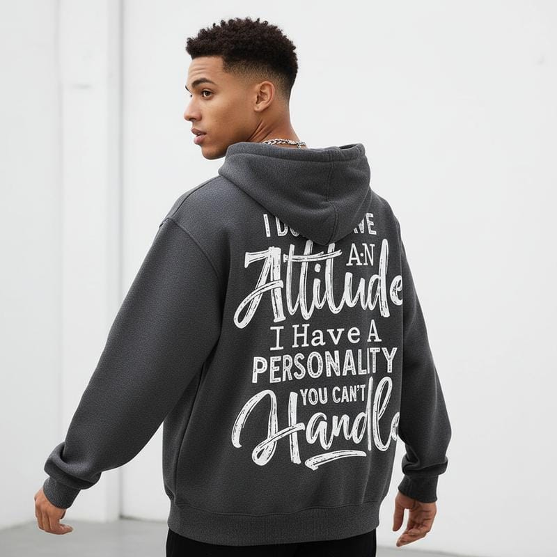 Damen-Hoodie mit dem Aufdruck „I Don't Have an Attitude...“ – strapazierfähiger Druck, hoher Tragekomfort, maschinenwaschbar, lässiges Streetwear-Design für draußen und den Alltag 