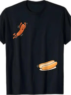 Humorous T-shirt Hot Dog Jumping into Bread Perfect for Summer Barbecues in 2026 Man Man Fun Design