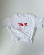 Besticktes T-Shirt „Warum ich Single bin (Tittenversion)“ aus den 90ern und Y2K 