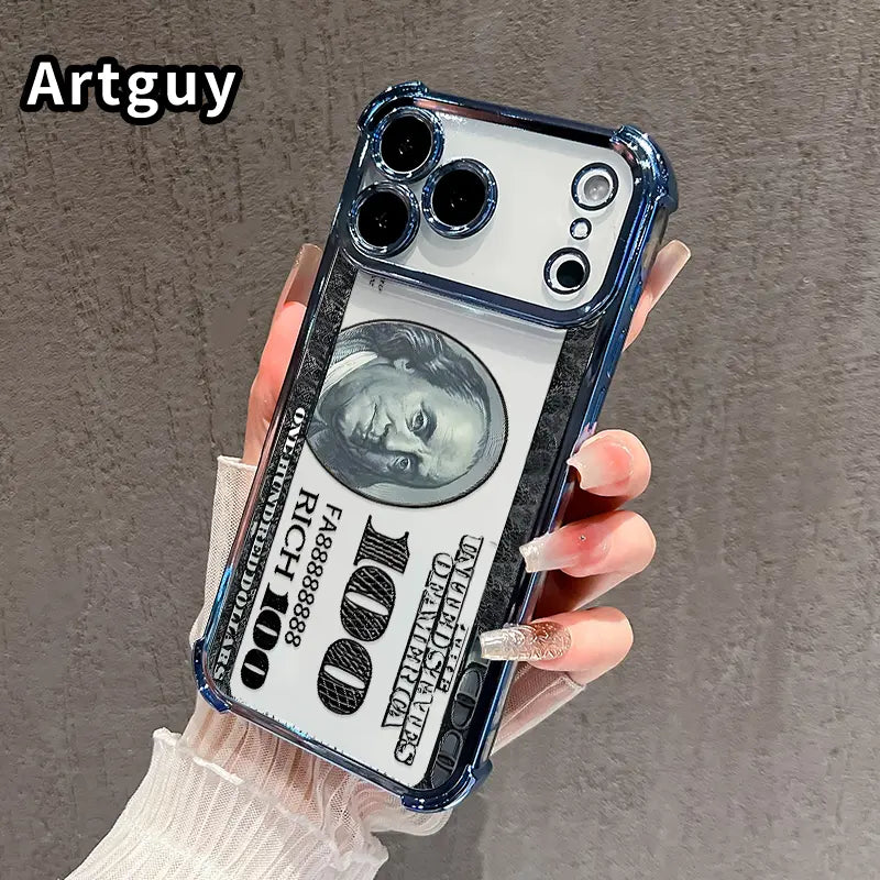 Numbers and Patterns Pattern Four Corner Anti-Fall Phone Case Transparent Electroplated Protective Cover for iPhone 17 Pro Max Air 16 15 Plus 14 13 12 11 E