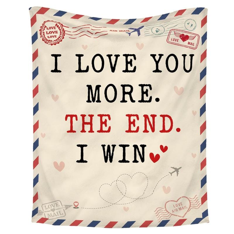 Valentines Day Gifts for Him Her - I Love You More Super Soft Fleece Throw Blanket