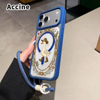 Cute Western Cowboy Goose Clear Magnetic Phone Case - Vintage Floral Prairie Pattern Shockproof Acrylic Cover for iPhone Series