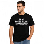 Baumwoll-T-Shirt „Ich bin das Lieblingskind meiner Schwiegermutter“ – Lustiges Eltern-T-Shirt für Damen und Herren, Kurzarm, Rundhalsausschnitt, Freizeitkleidung 
