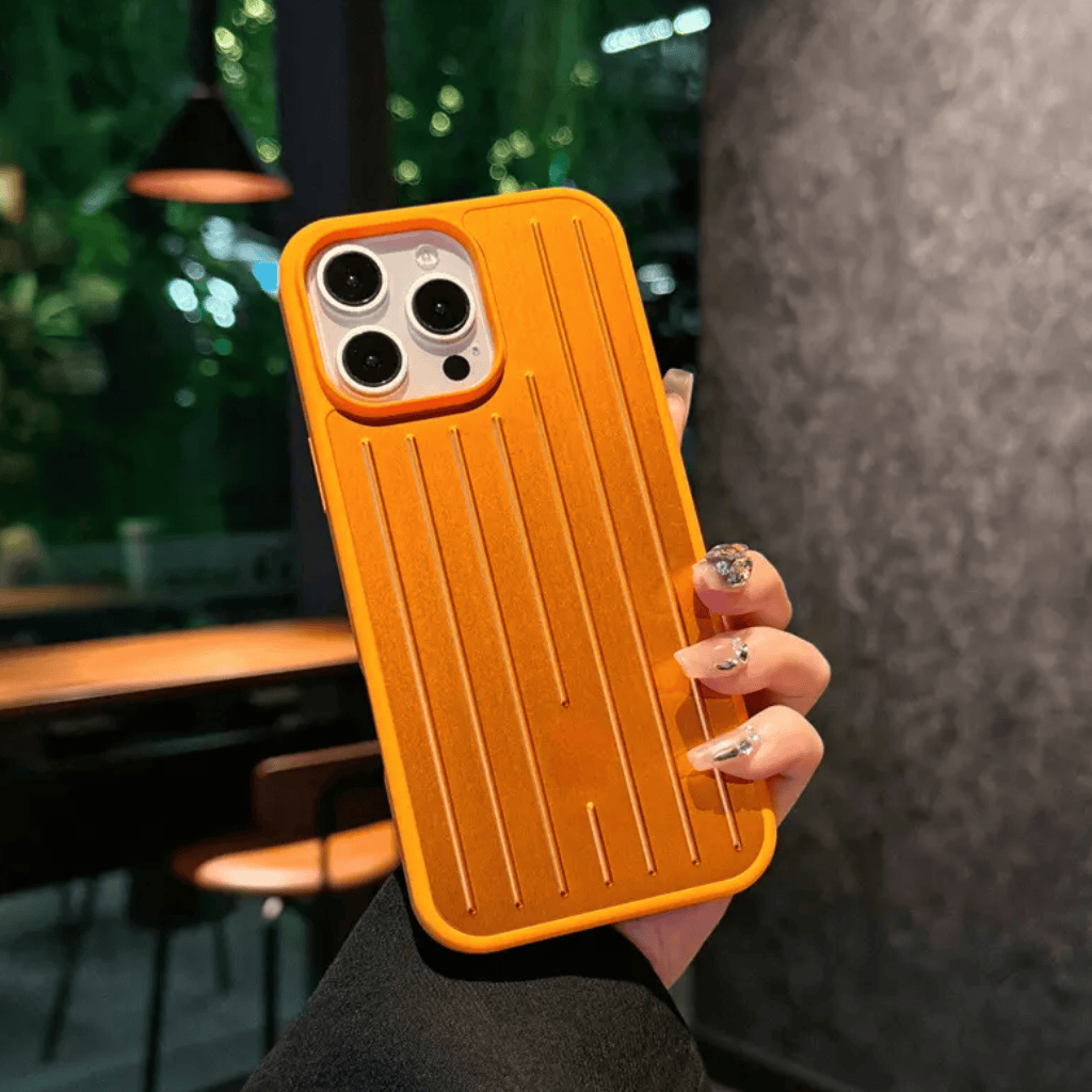 Aluminum Alloy Vertical Lines Phone Case – Premium Shockproof Protective Cover for iPhone 11–17 Series