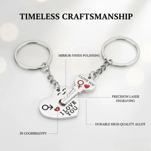 2pc Set Men Women Cute Heart Key Keychain Couple Key Ring Lovers Key Chain Jewelry Accessory Gift