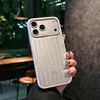 Aluminum Alloy Vertical Lines Phone Case – Premium Shockproof Protective Cover for iPhone 11–17 Series
