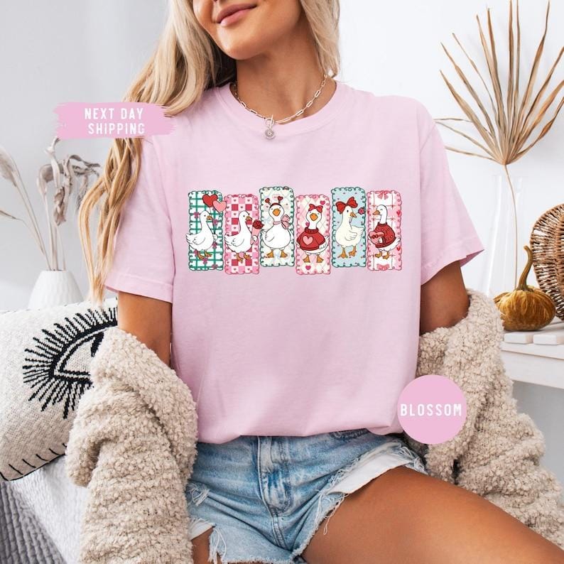 Comfort Colors Just a Love Goose Valentine Day TShirt, Funny Valentine T-Shirt, Silly Goose Tee, Cute Goose Lover Gift
