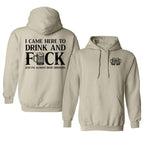 „Ich bin hier, um zu trinken und zu vögeln“-Hoodie, lustiges Trinkshirt, bedruckter Hoodie, lässige Herrenbekleidung aus Baumwolle 