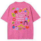 The World Is Cruel Therefore I Won't Be Graphic T-Shirt, Vintage Washed Style Tee, Cute Bugs & Sarcastic Quote Print