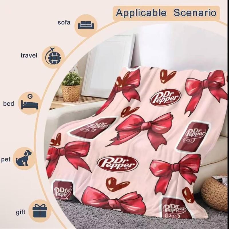 Soft Flannel Bow Throw Blanket – Lightweight All-Season Decor